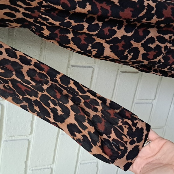 J. Crew Animal Print Ruffle Shoulder Tie At The Neck Lined Dress. Size XXS NWOT - Picture 5 of 14